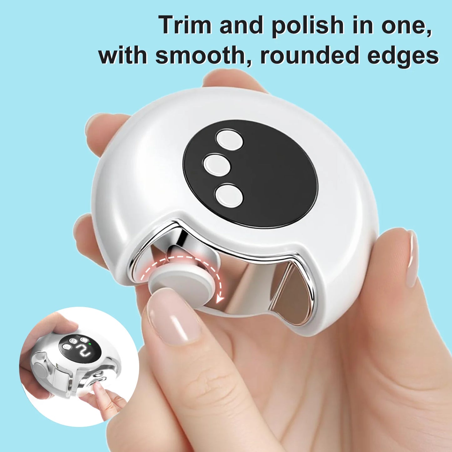 Electric Nail Trimmer with Light & Polisher